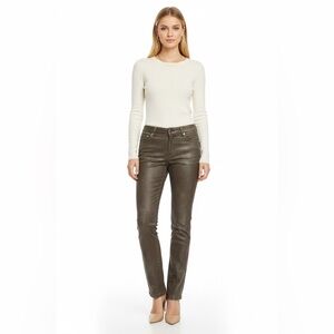 E39 by Eric Washed Brown Coated Straight Leg Pants Size 6
